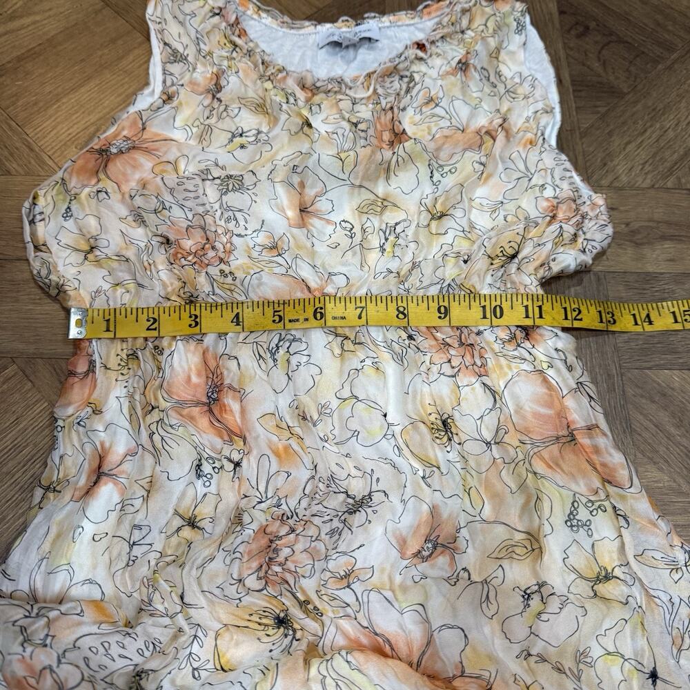 Le Ragazze Womens Sleeveless Midi Dress Size Large Floral Silk Blend Lined Italy - Picture 8 of 12